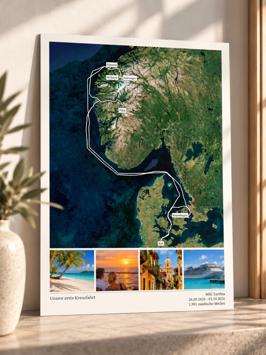 Photo cruise card on aluminum composite panel