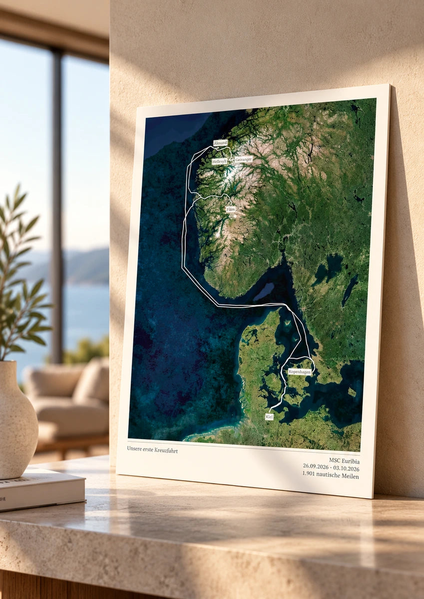 Mappa della tua crociera su pannello in alluminio