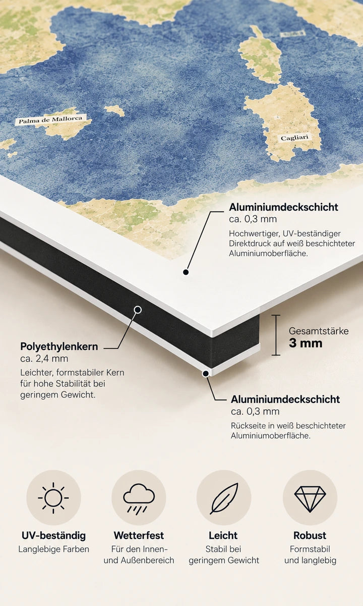 Mappa della tua crociera su pannello in alluminio