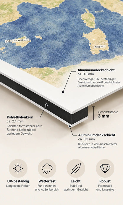 Mappa della tua crociera su pannello in alluminio